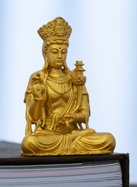 简修行黄铜天冠弥勒摆件