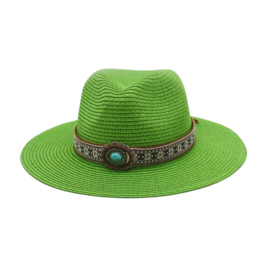 Simple Tibetan ethnic style men's and women's beach sun protection visor fashionable ethnic style straw hat travel hat