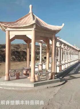 石雕凉亭户外休息中式六角亭园林广场凉亭景观雕塑石亭子厂家制作