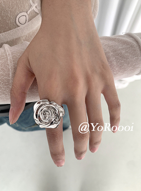 高级感轻奢法式立体花朵开口戒指