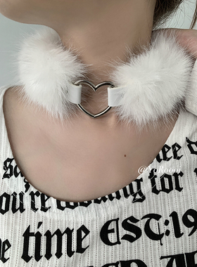 辣妹y2k毛边项链锁骨颈链项圈
