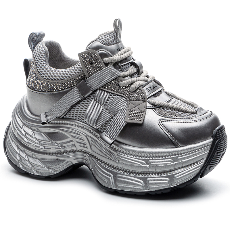 网面透气老爹鞋女内增高2025年新款时尚百搭厚底松糕运动休闲鞋子 - 图3