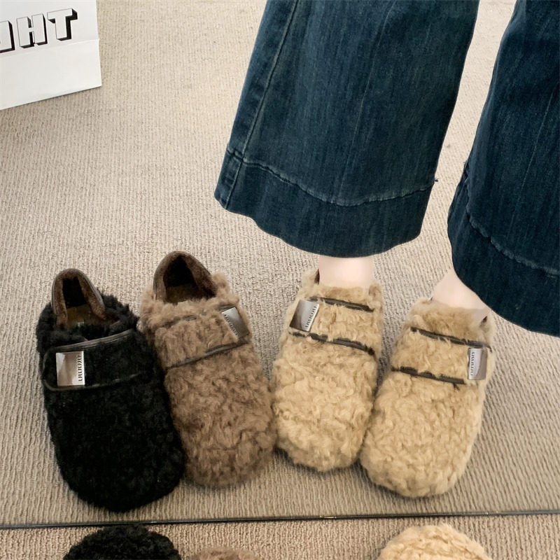 厚底豆豆勃肯鞋毛毛鞋女秋冬外穿2025新款加绒雪地靴保暖乐福棉鞋,淘宝优惠券,粉丝福利购,淘宝优惠卷