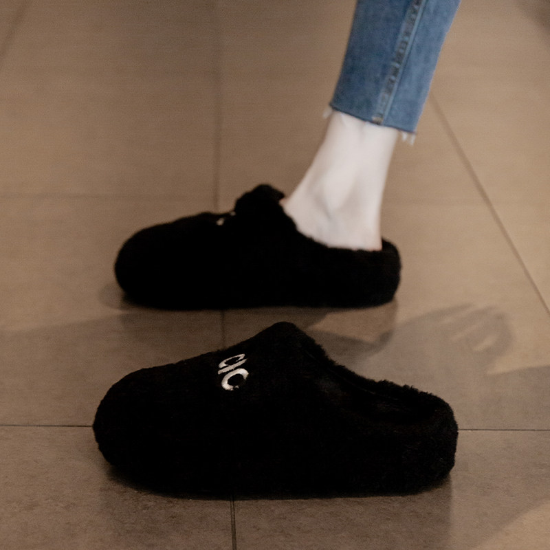 厚底勃肯鞋毛毛拖鞋女外穿2025秋冬新款加绒包头半拖鞋一脚蹬棉拖,淘宝优惠券,粉丝福利购,淘宝优惠卷