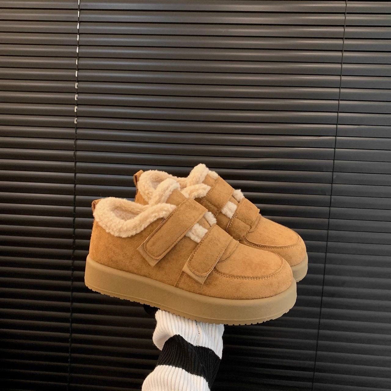魔术贴厚底豆豆勃肯鞋女加绒2025新款冬季乐福鞋棉鞋子保暖雪地靴,淘宝优惠券,粉丝福利购,淘宝优惠卷