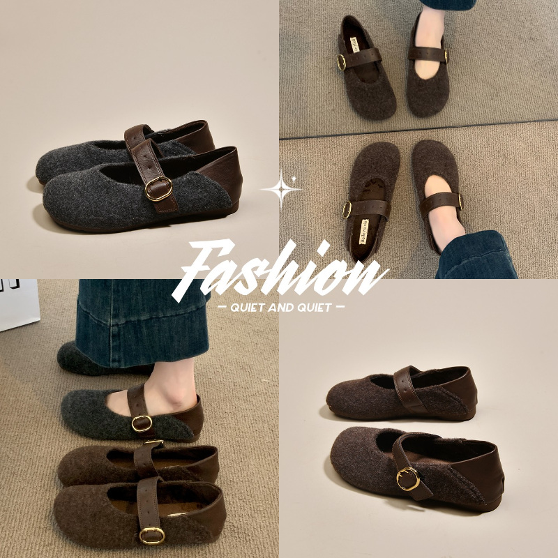 厚款加绒保暖勃肯鞋女2025秋冬新款平底毛呢豆豆鞋毛毛玛丽珍棉鞋,淘宝优惠券,粉丝福利购,淘宝优惠卷