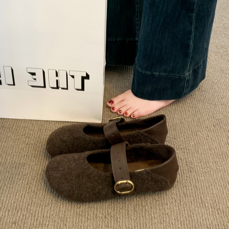 厚款加绒保暖勃肯鞋女2025秋冬新款平底毛呢豆豆鞋毛毛玛丽珍棉鞋,淘宝优惠券,粉丝福利购,淘宝优惠卷