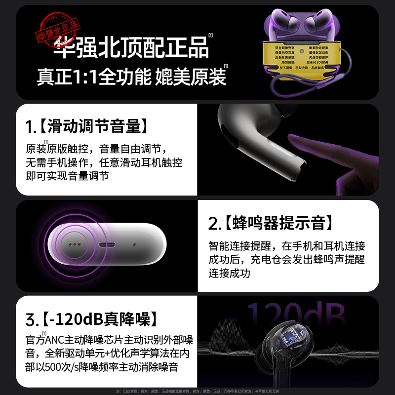 蓝牙耳机无线华强北顶配降噪2024新款正品五代5适用iphone苹果pro