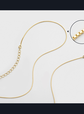 925银镀金裸链盒子链延长链调节链项链尾加长百搭万能通用尾链