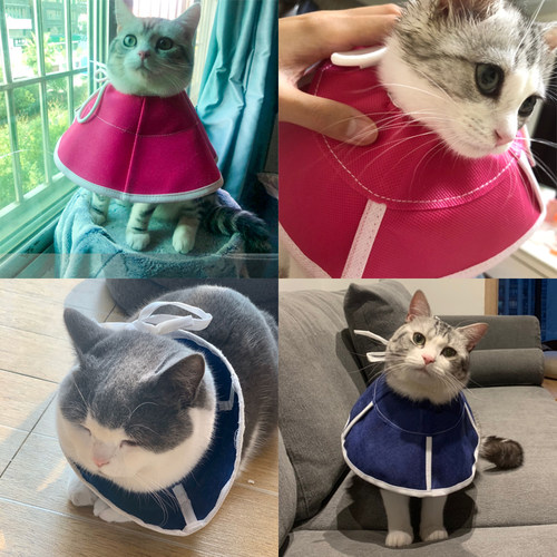 宠物猫咪项圈软布公母猫咪医绝育防舔咬无纺布伊丽莎白圈耻辱头套 - 图2