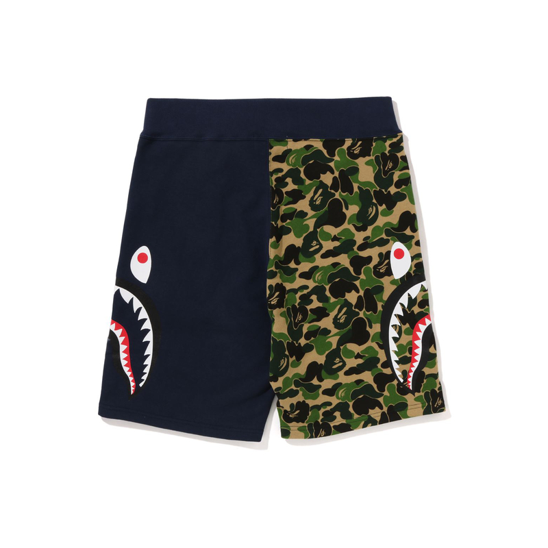 BAPE男装春夏双鲨鱼印花拼接运动短裤153016K