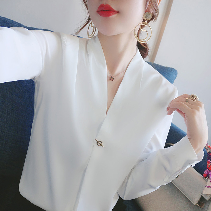 尚维洛雪纺女设计感小众秋装白衬衫 尚维洛衬衫