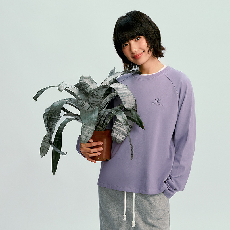 Champion冠军T恤女2026春季新款纯棉打底衫休闲纯色宽松长袖上衣,淘宝优惠券,粉丝福利购,淘宝优惠卷