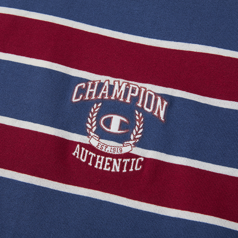 Champion冠军T恤男2026春季新款纯棉条纹休闲圆领宽松短袖上衣女,淘宝优惠券,粉丝福利购,淘宝优惠卷