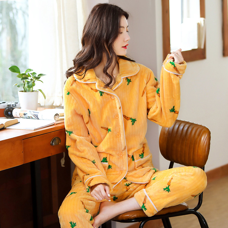 冬季珊瑚绒甜美可爱长袖睡衣 万安娜睡衣/家居服套装