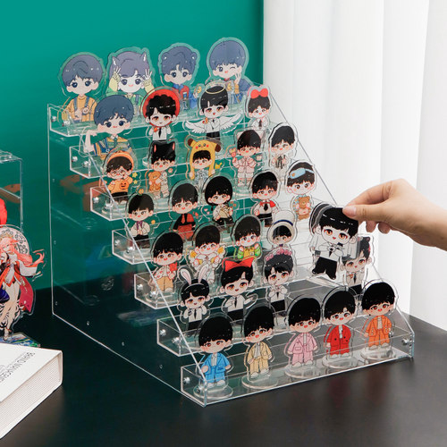 吧唧立牌展示架桌面谷子收纳盒色纸明星片置物架透明化妆品陈列架 - 图2