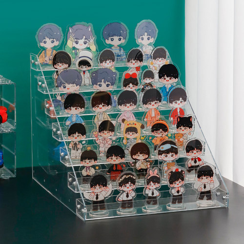 吧唧立牌展示架桌面谷子收纳盒色纸明星片置物架透明化妆品陈列架 - 图3