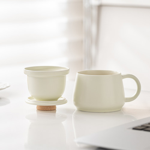 泡茶杯茶水分离马克杯个人专用陶瓷茶咖杯办公室水杯高颜值伴手礼 - 图1