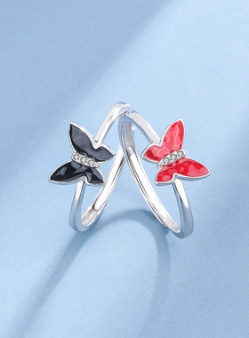 小巧日韩风百搭镶钻礼物蝴蝶戒指