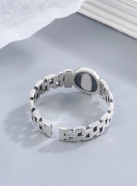 链条开口可调节复古风韩版戒指