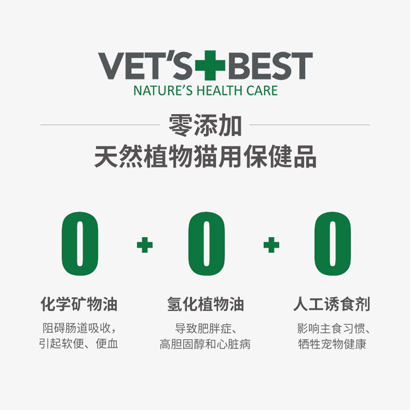 美国绿十字维倍思猫草片猫咪专用vetsbest化毛膏毛球猫化猫猫草粒-图1