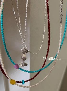 韩国eter天然原石串珠项链