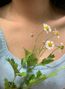 韩国单钻项链锁骨链925纯银