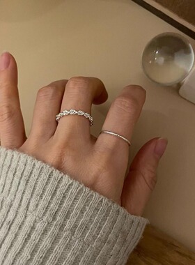 韩国925银藤蔓款麻花戒指