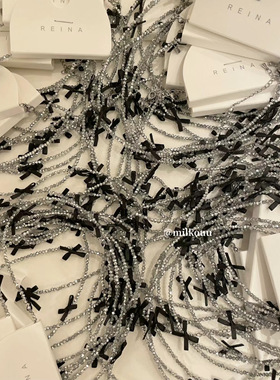 韩国reina水晶串珠蝴蝶结项链