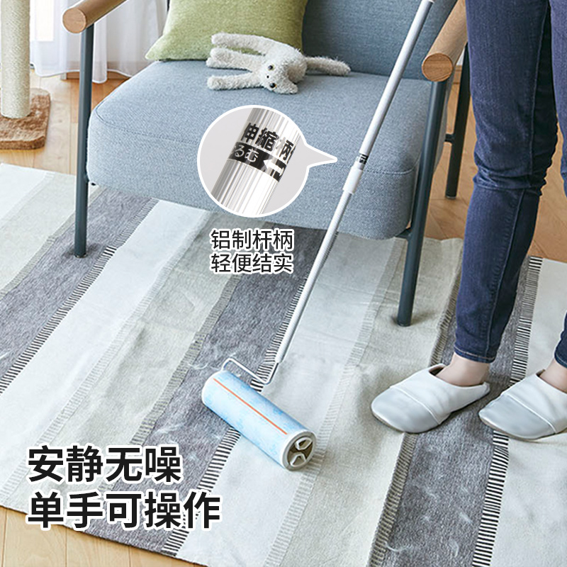 日本Nitto colocolo地板粘毛器滚筒长杆可撕式滚刷地毯床宠物毛发 - 图1