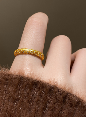 古里雅沙金微镶钱币戒指高级感