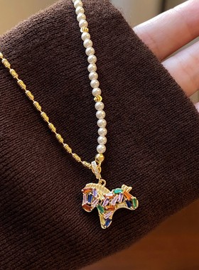 古里雅彩色小马珍珠项链高级感