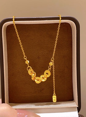 古里雅碎冰冰五帝钱币项链高级感