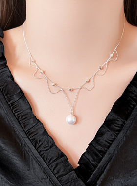 古里雅银色珍吊坠项链高级感