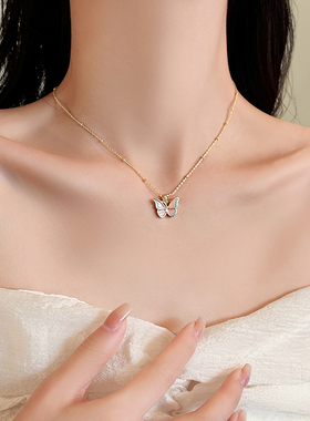 古里雅油画蝴蝶项链女精致高级感