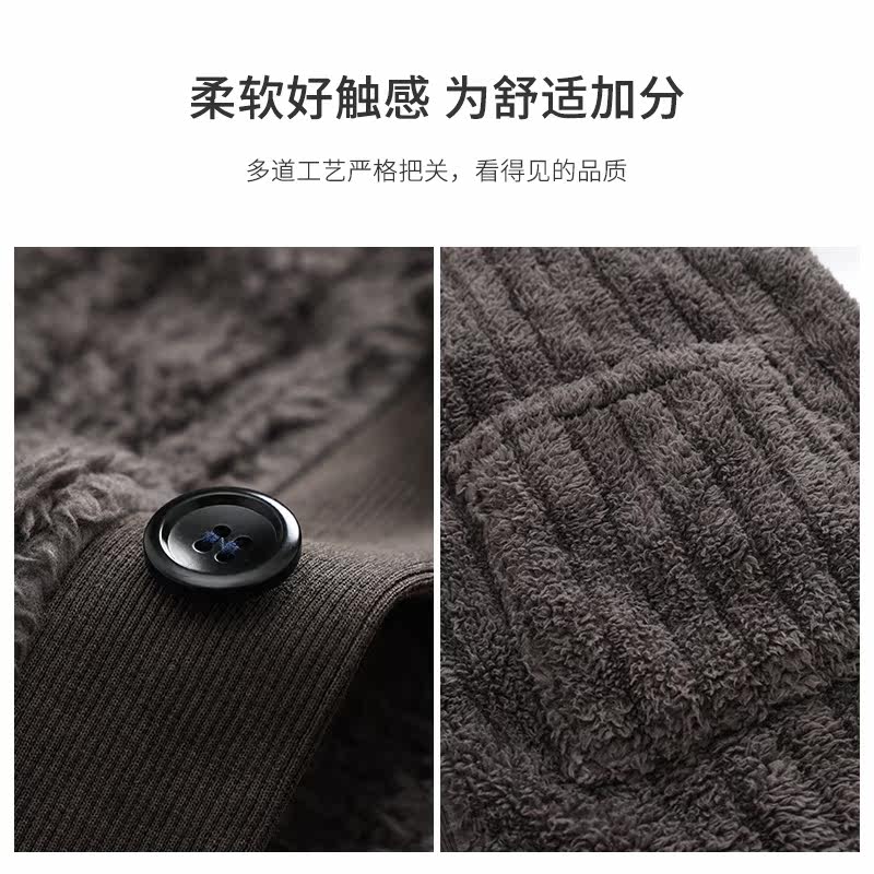 蓝豆娘秋冬季北极绒中年男士睡衣 蓝豆娘睡衣/家居服套装