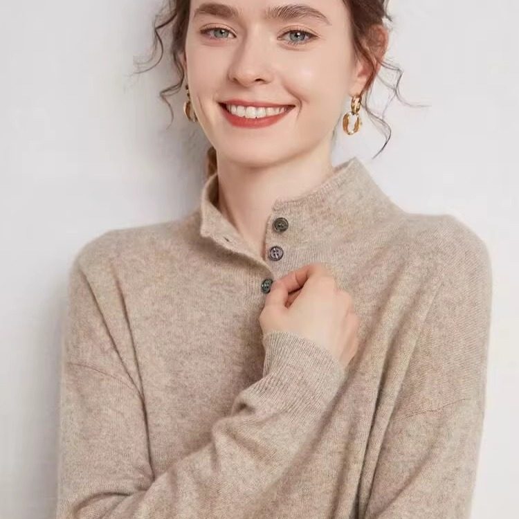 轻暖系列~baby小山羊绒开衫女半高领系扣毛衣薄款长袖针织外套,淘宝优惠券,粉丝福利购,淘宝优惠卷