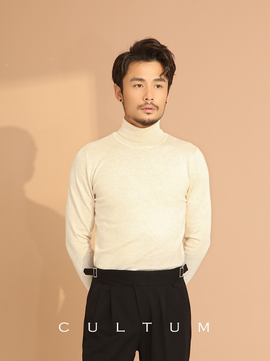 CULTUM高领毛衣男高级感套头毛线衣针织羊毛衫修身内搭薄款打底衫,淘宝优惠券,粉丝福利购,淘宝优惠卷