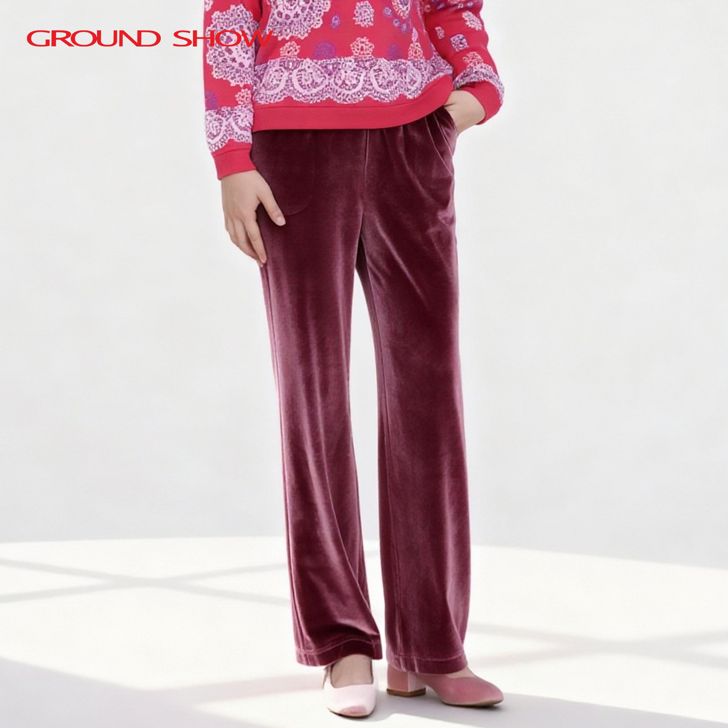 阁兰秀2025秋冬新品纯色复古丝绒阔腿裤垂感松紧裤子显高下搭女装,淘宝优惠券,粉丝福利购,淘宝优惠卷