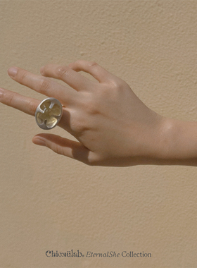 奇虚乐Chicxūlab 星盏Kumbha 利比亚陨石玻璃镶嵌 素银戒指