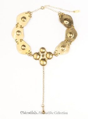 奇虚乐Chicxūlab 宛丘Glade 捷克陨石玻璃镶嵌 黄铜项链