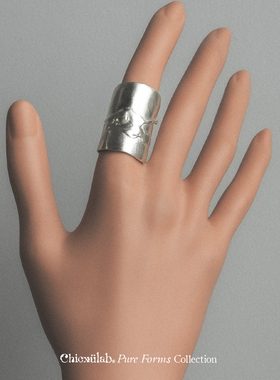 奇虚乐Chicxūlab 宽面浮雕素银指环 开口戒指