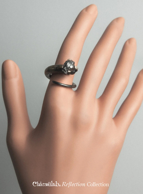 奇虚乐Chicxūlab 阿根廷陨铁 脏黑银衔尾戒指