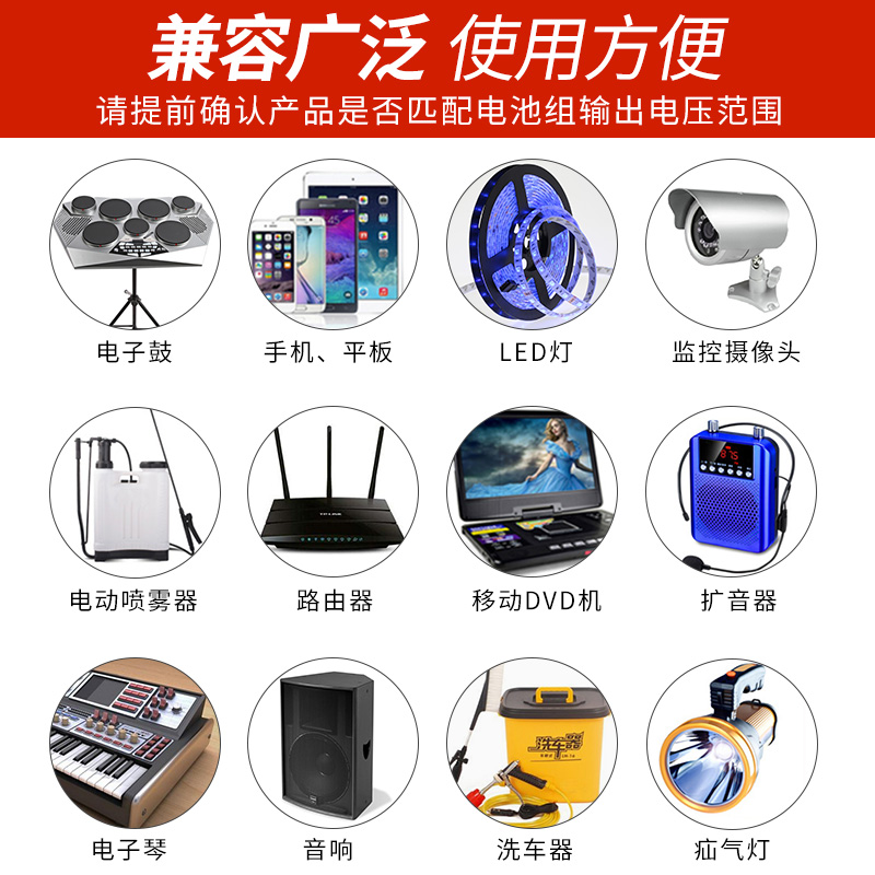 亿森能12V锂电池组5v移动电源小体积大容量12000毫安大功率18650电芯带3C认证适用于电子琴直播灯路由器音响 - 图2