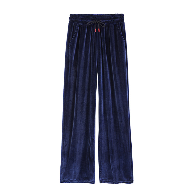 金丝绒女春秋冬高腰垂感宽松阔腿裤 雨田萌穗子休闲裤