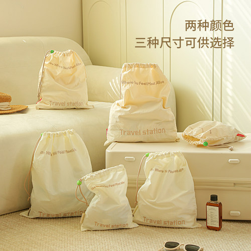 旅行收纳袋抽绳束口袋羽绒服收纳袋行李箱衣服分装袋内衣裤收纳包 - 图1