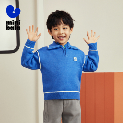【99.9元2件】迷你巴拉男女童针织衫秋冬宝宝毛衫加厚卫衣上衣
