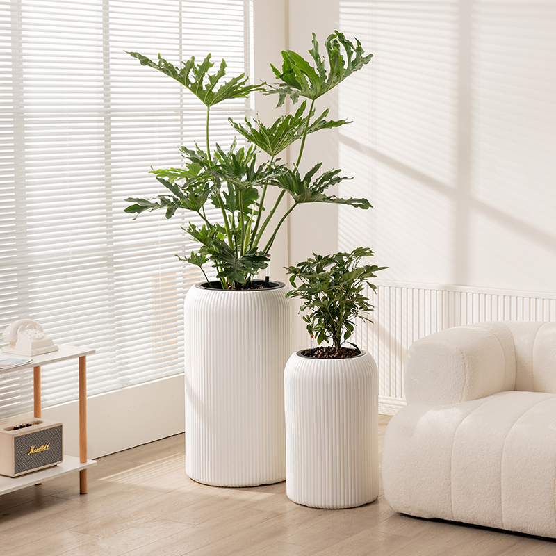 竖条花盆特大号加厚月季塑料庭院大堂走廊花卉大口径盆栽落地盆