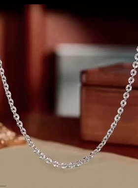 足银999.9又闪又亮太阳项链闪O纯银女士锁骨链百搭送礼物韩版