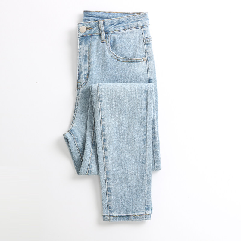 浅蓝色百搭高腰女2020年新款牛仔裤 纪绪牛仔裤